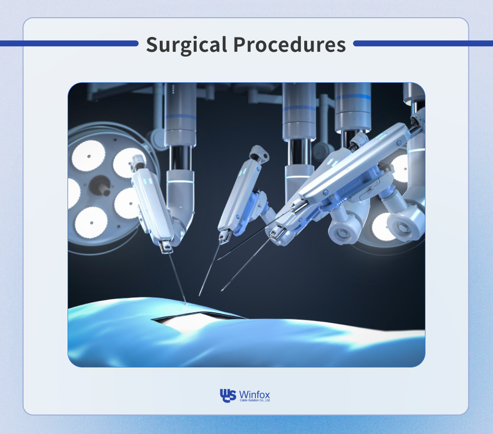 An example picture shows the application of medical cables for surgical procedure uses.